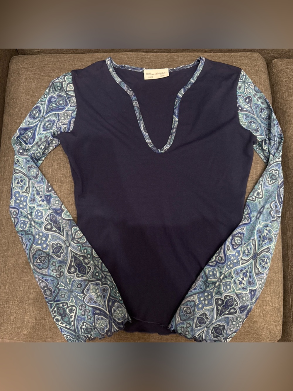 Miss Selfridge Navy Tank Top with Blue Paisley Trim